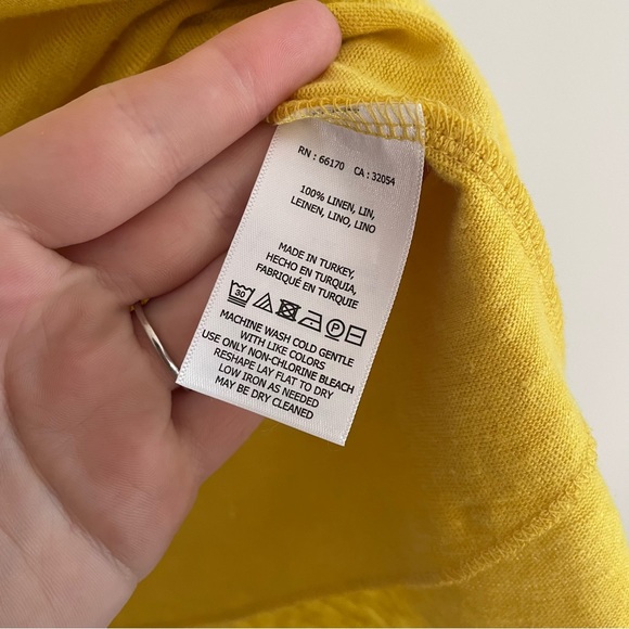 Anthropologie Maeve Horizon 100% Linen Yellow Twist Open Back Top Shirt XL - Picture 8 of 11